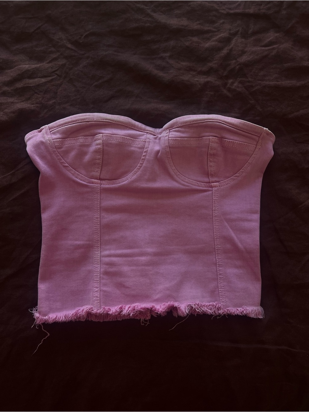 superdown Lavender Pink Strapless Bustier Crop Top